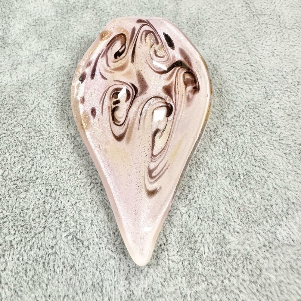 Tear Drop Pink Sparkle Swirls Art Glass Hand Blown Lamp Work Pendant